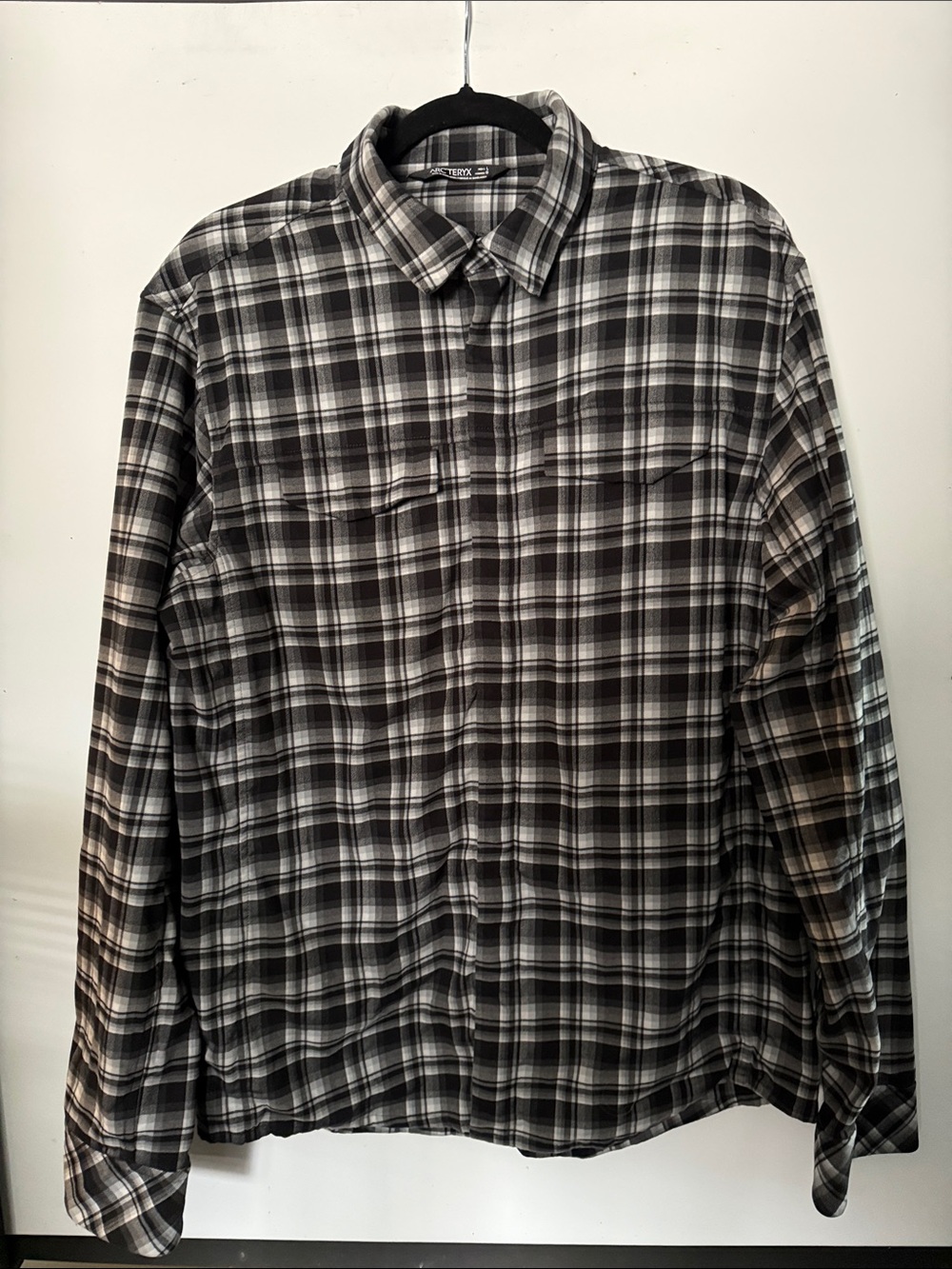 Arc'teryx Black and Gray Plaid Button-Down Shirt